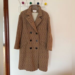Isabel Marant “Cilika” Camel Brown Tweed Oversized Coat